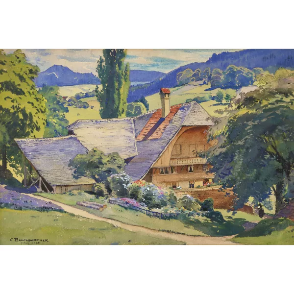 Christian Baumgartner — Emmentaler Sommerlandschaft mit Bauernhof.