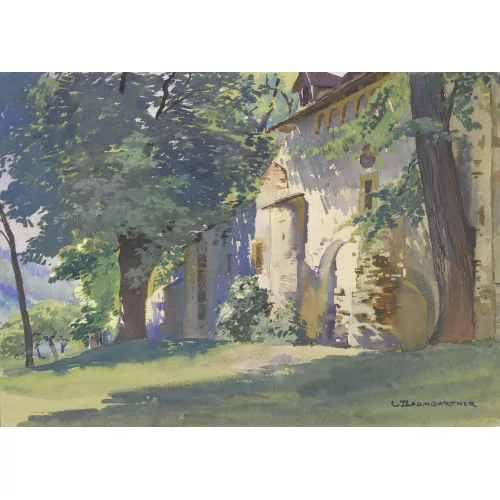 Christian Baumgartner — Sommerliche Ansicht einer alten Stadtmauer.