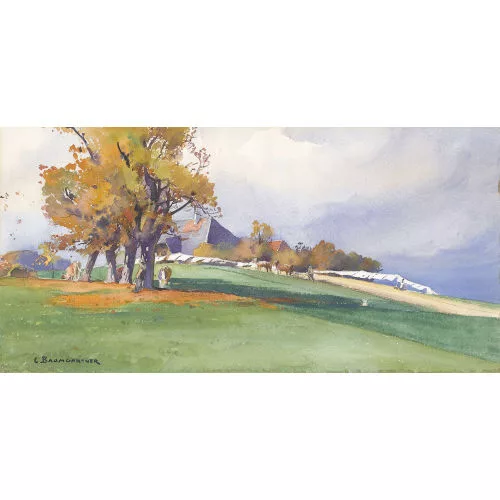 Christian Baumgartner — Berner Landschaft mit Bauernhof.