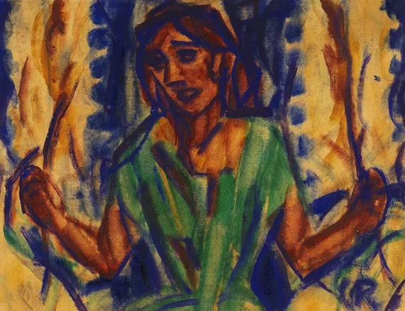 Christian Rohlfs — Junge Frau im grünen Kleid