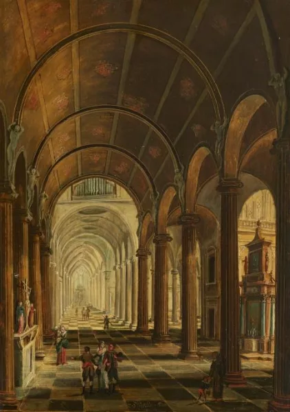 Christian Stöcklin — Kircheninneres mit Tonnengewölbe
