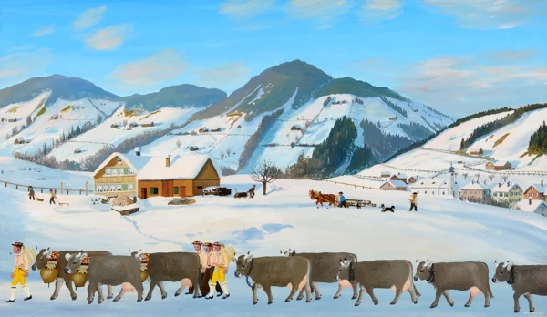 Christian Vetsch — Winterlandschaft mit Alpaufzug