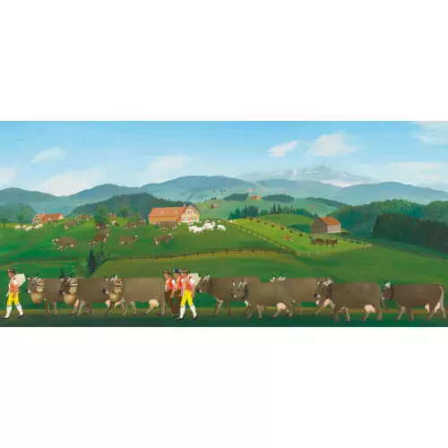 Appenzeller Landschaft mit Alpaufzug