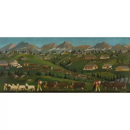 Appenzeller Landschaft mit Alpaufzug
