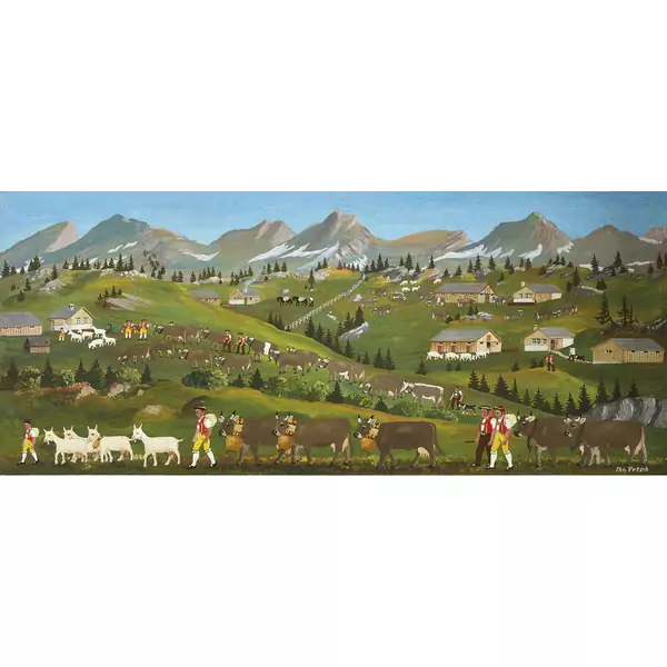 Appenzeller Landschaft mit Alpaufzug