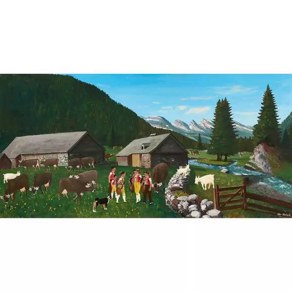 Appenzeller Landschaft mit Sennleuten