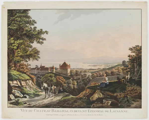 Christian von Mechel — Vue du Château Baillival ci-devant Episcopal de Lausanne" — Piguet Hôtel des Ventes