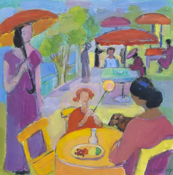Christiane ZUFFEREY (1920-2011), "Terrasse ensoleillée" — DognyAuction