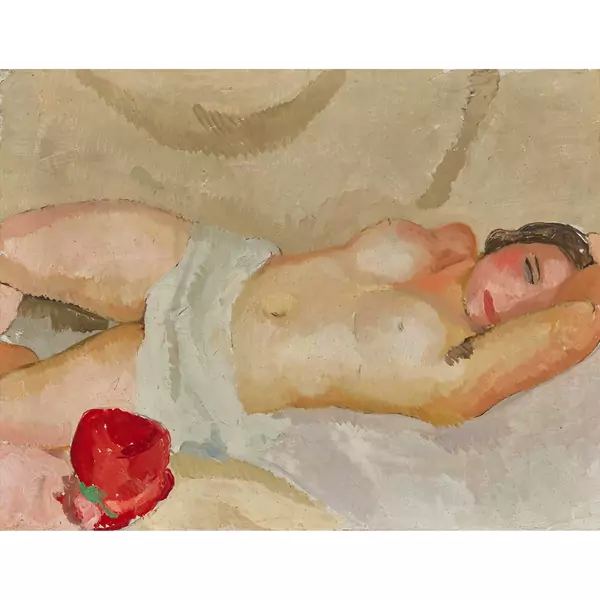 "Femme nue à la rose rouge"