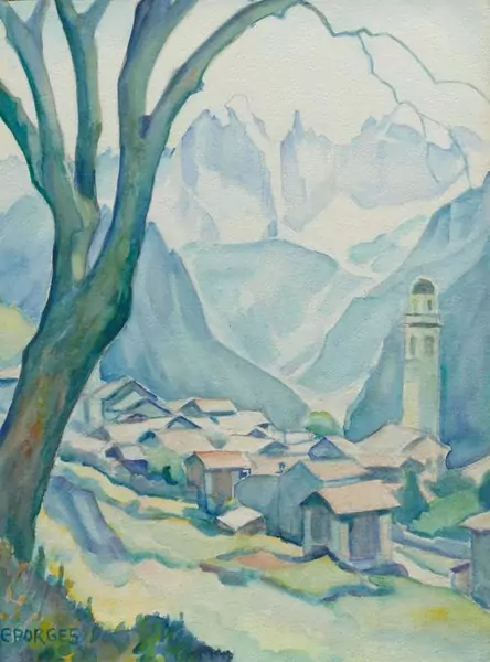 CLARA PORGES — Sicht auf Soglio. — Koller Auktionen