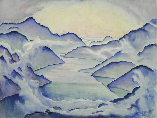 Clara Porges — Morgennebel, Blick von Cademario auf den Luganersee