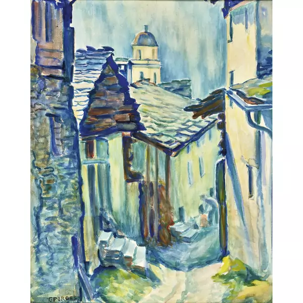 Gasse in Soglio (Bergell)