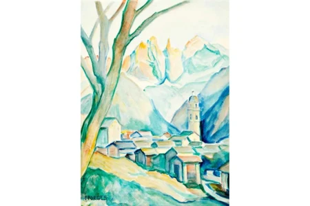 Blick auf Soglio und die Scioragruppe