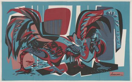 Claude Loewer (1917-2006), "Les deux coqs".