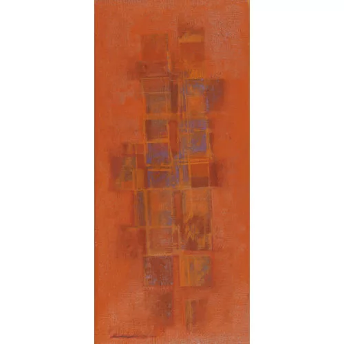 Claude Loewer — Composition en rouge et bleu.