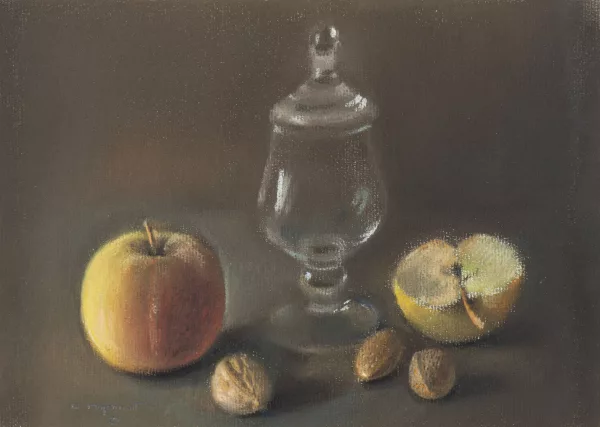 Claude Mojonnet — Claude MOJONNET (1921), 'Nature morte aux pommes', pastel