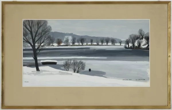 Claude Sauthier — Claude Sauthier (1929), \Paysage d'hiver à Peney,