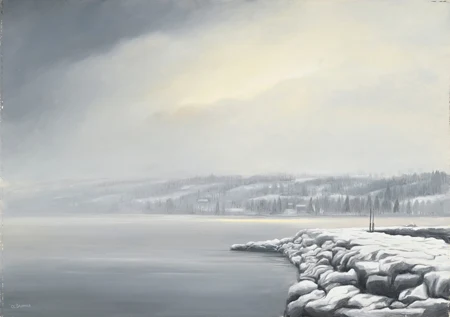 Le coteau de Cologny dans le brouillard