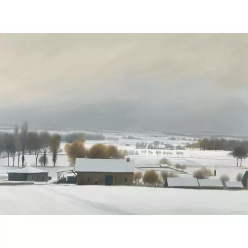 Winterliche Landschaft mit Gehöft