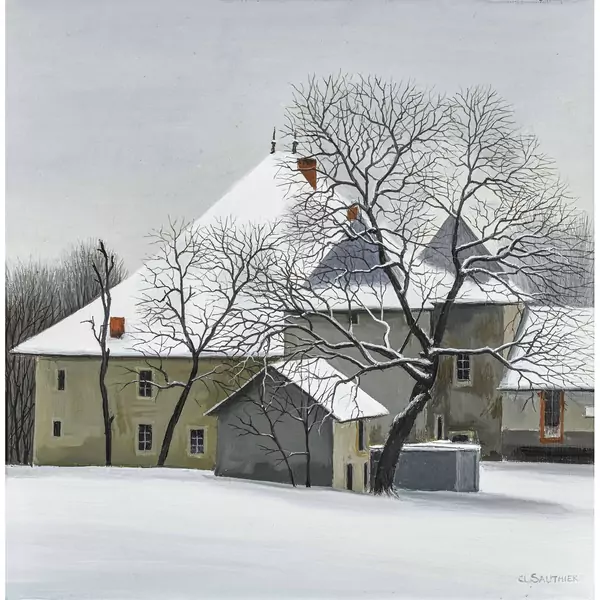 Winterlandschaft mit Gehöft in den Savoyen