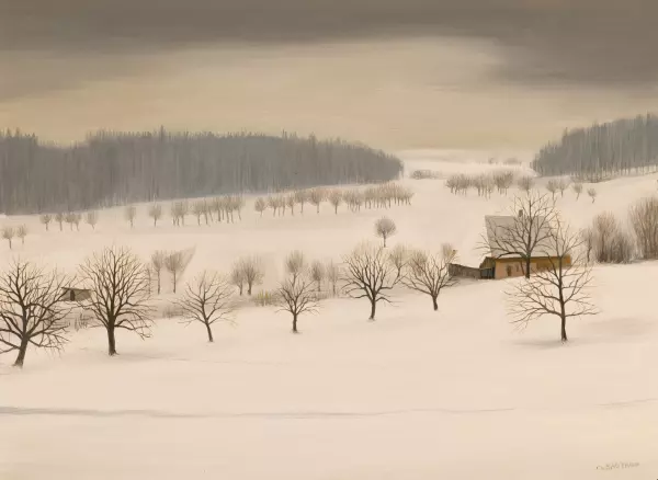 Vergers à Gros de Vaud en hiver