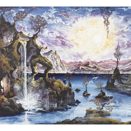 Landschaft mit Wasserfall
