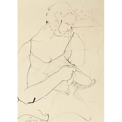 Coghuf — Sitzende Frau.