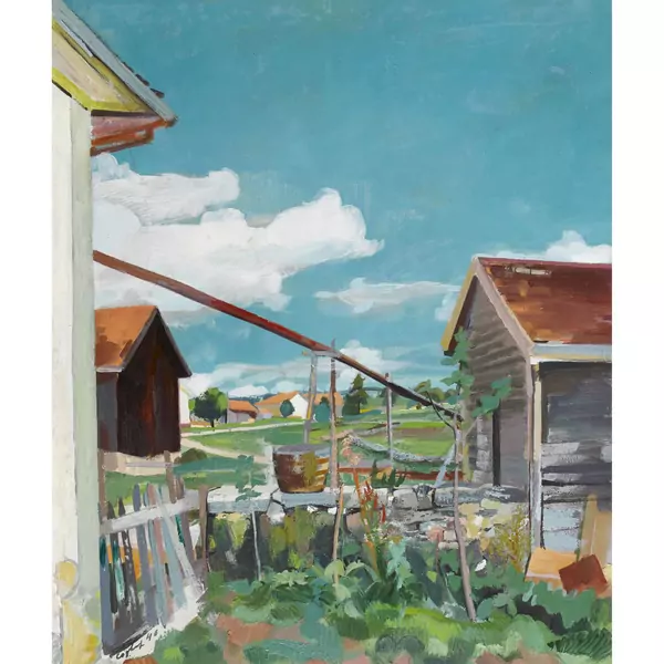 Landschaft mit Ziehbrunnen bei Muriaux