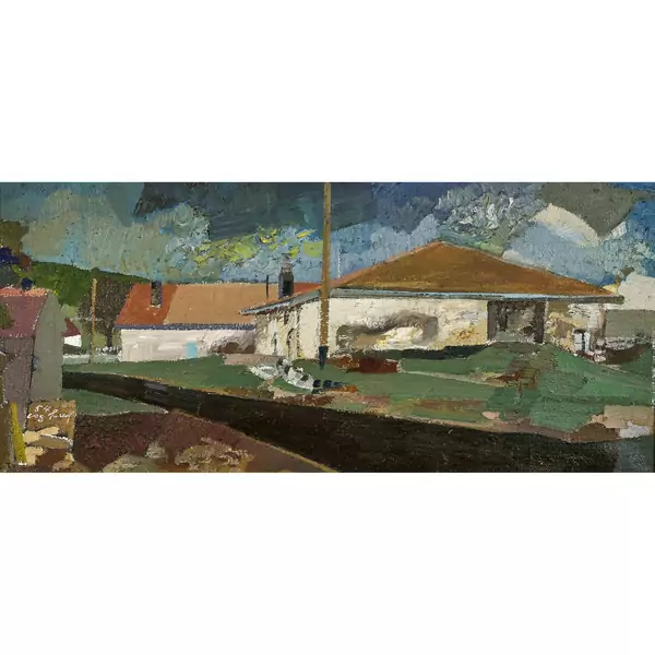 Landschaft mit Häusern