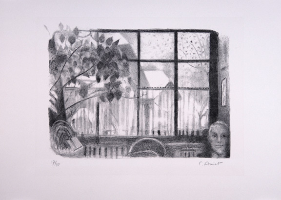 Blick aus dem Atelierfenster mit Selbstbildnis, 1954