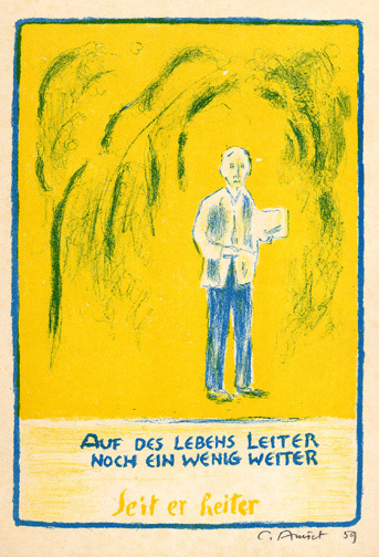 4 Blätter: Rose, 1947; Selbstbildnis am Zeichentisch mit Frau, 1950; Selbstbildnis im Spiegel, 1956; Selbstbildnis stehend mit Zeichenblock, 1960