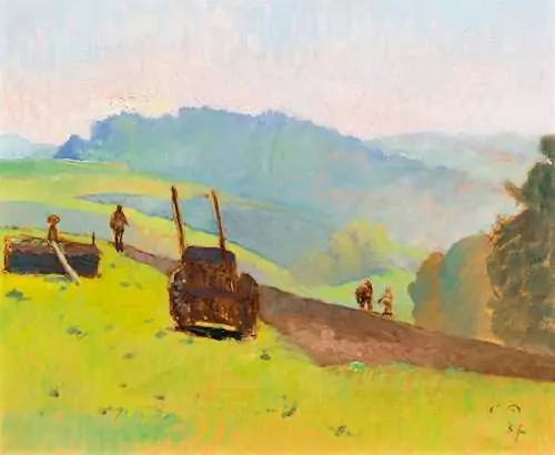 CUNO AMIET — Landscape with carts. 1937. — Koller Auktionen
