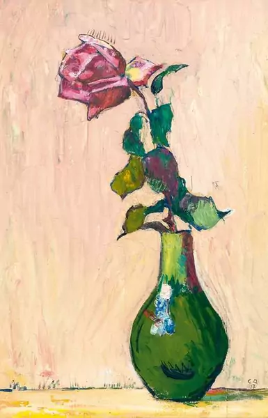 CUNO AMIET — Rose in einer grünen Vase. 1917. — Koller Auktionen