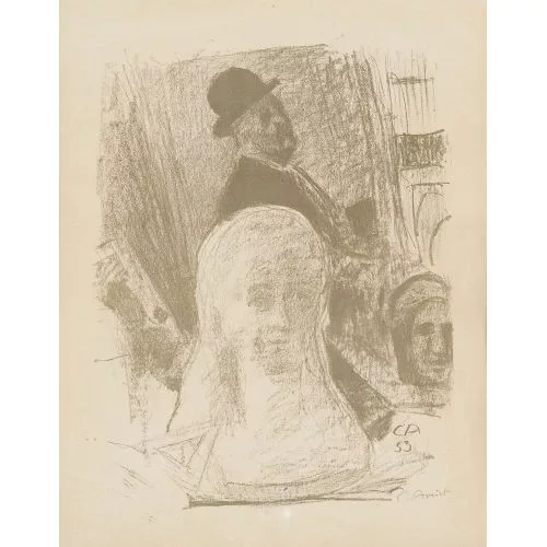 Cuno Amiet — Bildnis des Künstlers mit Büste der Gattin.