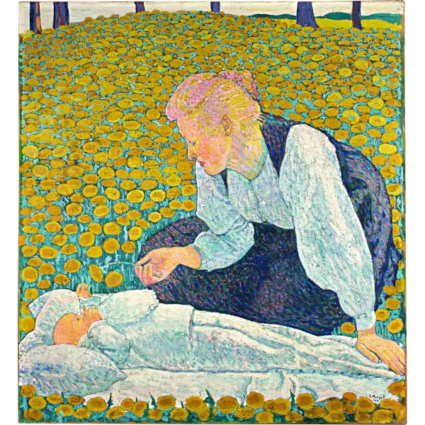 Cuno Amiet — Mutter und Kind auf blumenübersäter Wiese