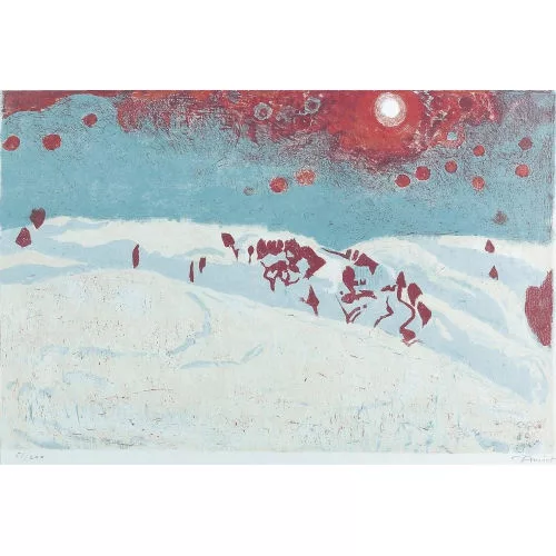 Cuno Amiet — Sonnenuntergang in Schneelandschaft.