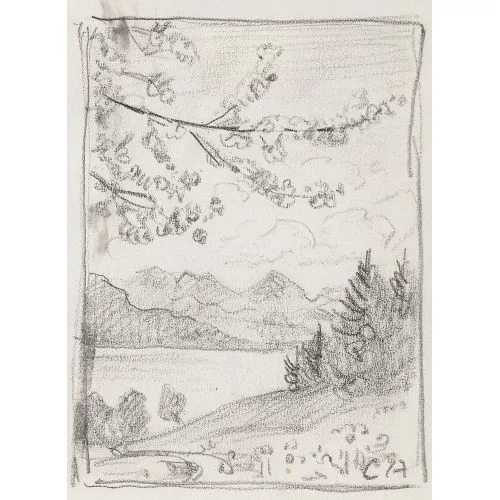 Cuno Amiet — Uferpartie mit Alpenblick.