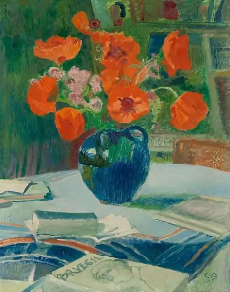 CUNO AMIET — Blumenstillleben mit Mohnblumen in blauer Vase. 1945. — Koller Auktionen