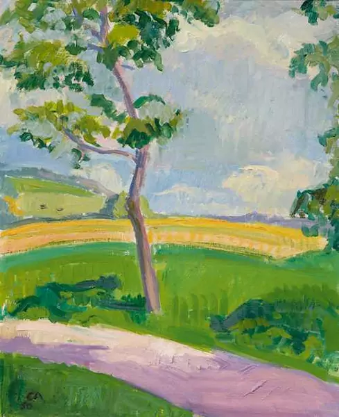 CUNO AMIET — Landscape with tree. 1950. — Koller Auktionen