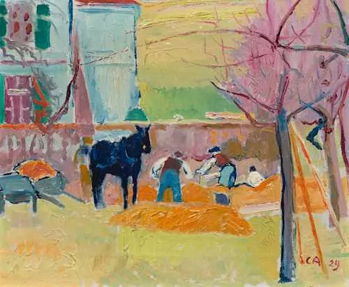 CUNO AMIET — Garden with builders and horse. 1929. — Koller Auktionen