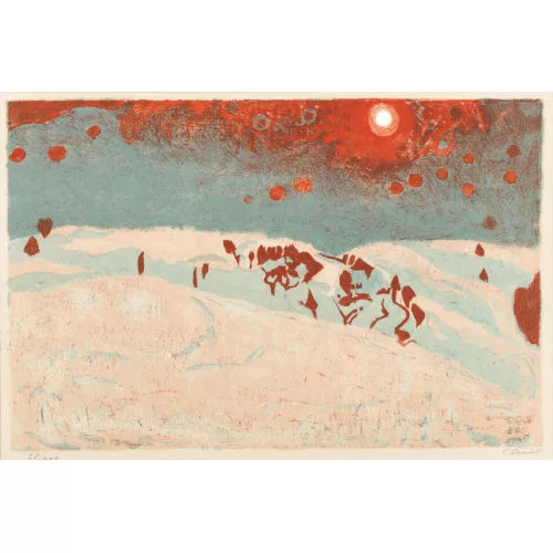 Cuno Amiet — "Sonnenuntergang in Schneelandschaft".