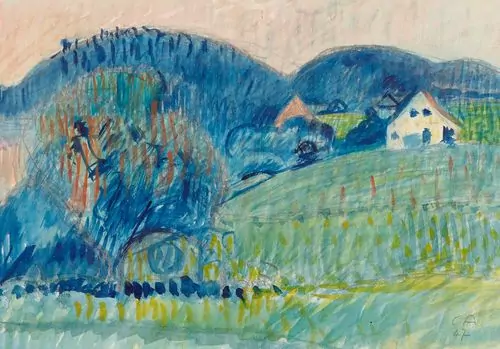 CUNO AMIET — Weite Landschaft mit einem Haus im Hintergrund. 1947. — Koller Auktionen