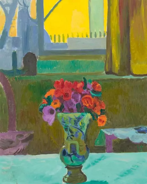 CUNO AMIET — Blumenstillleben vor einem Fenster. 1932. — Koller Auktionen