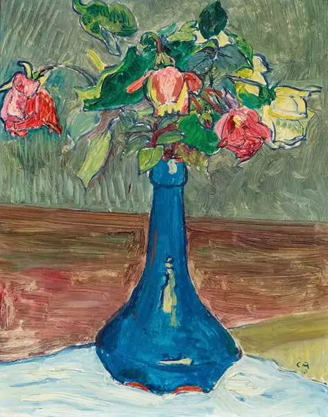 CUNO AMIET — Roses in a blue vase. 1910. — Koller Auktionen