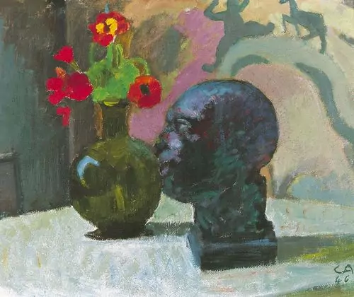 CUNO AMIET — Stilleben mit Blumenstrauss und Skulptur. 1946. — Koller Auktionen