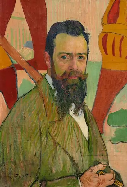 CUNO AMIET — Portrait of Ferdinand Hodler in front of his Marignano painting. 1898. (1st version). — Koller Auktionen