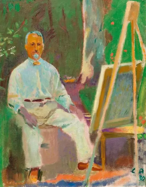 CUNO AMIET — Selbstbildnis im Garten vor der Staffelei. 1930. — Koller Auktionen