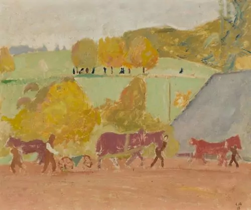 CUNO AMIET — Herbstlandschaft mit Bauern auf dem Feld. Um 1918. — Koller Auktionen