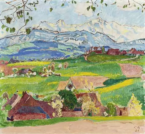 CUNO AMIET — Blick von Affoltern im Emmental auf die Berner Alpen. 1926. — Koller Auktionen