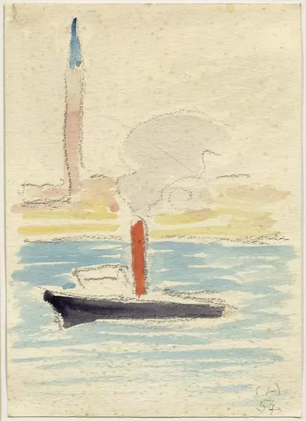 CUNO AMIET — Seelandschaft mit Schiff, Vereilly. 1954. — Koller Auktionen